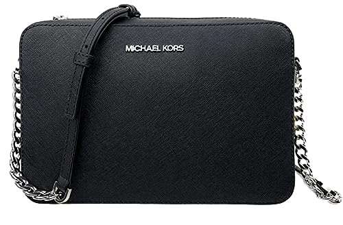 Michael Kors Women's Jet Set Item Crossbody Bag in Black with Silver hardware (BlackSilver)