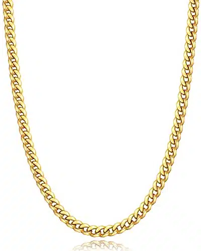 Momlovu Gold Chain for Men and Women Boys, K Gold Plated Men and Women's Necklaces Chain Cuban Link Chain for Men and Women mmmm inch