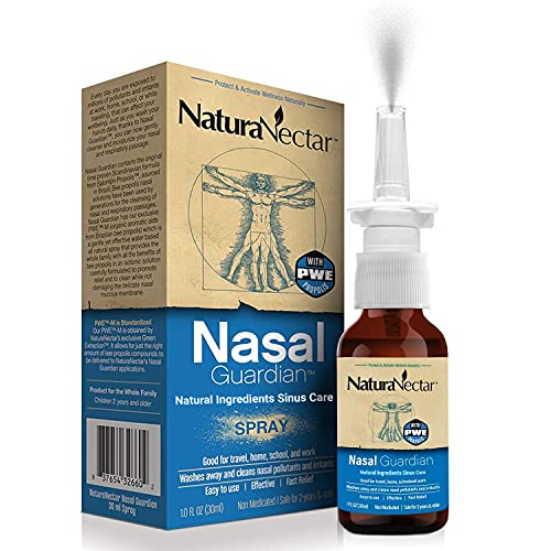 NaturaNectar Propolis Nasal Guardian Spray, Natural Saline Nasal Spray & Sinus Rinse, Sinus Relief   With Brazilian Bee Propolis, Gentle  No Burning Sensation, FL Ounce