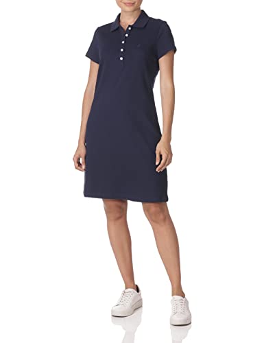 Nautica womens Easy Classic Short Sleeve Stretch Cotton Polo Casual Dress, Navy Seas, X Small US