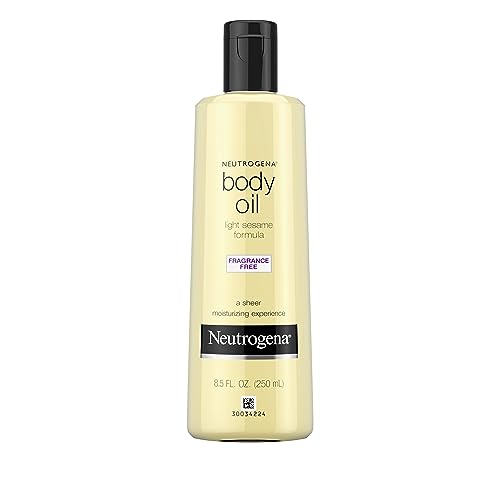 Neutrogena Fragrance Free Body Oil Light Sesame Formula, Dry Skin Moisturizer & Hydrating Body Massage Oil, for Radiant & Healthy Glow, Nourishing After Shower & Bath Oil, fl. oz
