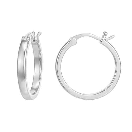 PAVOI Womens K Gold Plated   White Gold Sterling Silver Post Lightweight Hoop Earrings