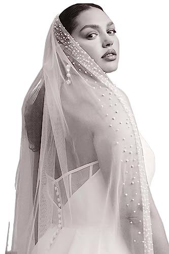 Passat Pearls Wedding Veils Ivory Tier  Cathedral Veils Pearl Wedding Veil Ivory Pearl Veils Bridal Veil Pearl Veils For Brides Ivory