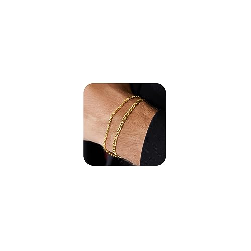 Poaiiu Gold Layered Chain Bracelets Sets for Men Women K Gold Rope Cuban Link Chain Bracelets Set Men Jewelry Gifts for Dad Boyfriend Husband