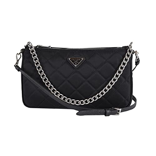 Prada Quilted Tessuto Nylon Chain Black Convertible Shoulder Bag BH