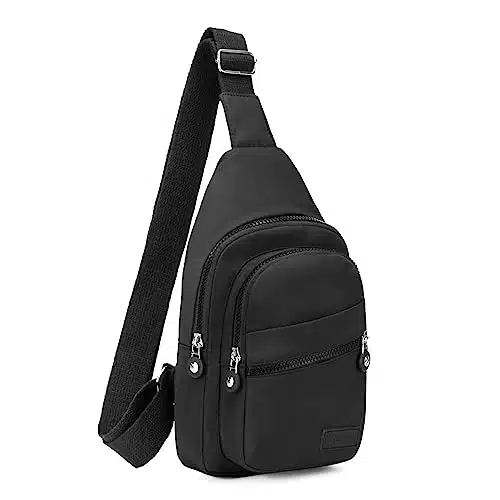Small Sling Backpack Crossbody Sling Bag for Women, Chest Bag Daypack Fanny Pack Cross Body Bag for Outdoors Hiking Traveling   Black