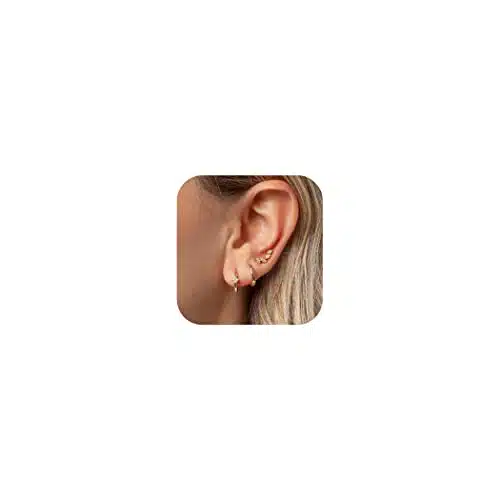 Stud Earrings for Women Earring Set for Multiple Piercing Dainty Small Hoop Earrings for Sensitive Ears Hypoallergenic Small Gold Earrings for Women Cartilage Hoop Earring