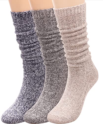 TINTAO Pairs Women Winter Wool Cable Knit Crew Knee High Boot Socks,# (Mixed Color)