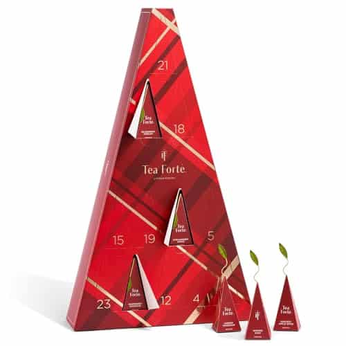 Tea Forte Warming Joy Tea Advent Calendar, Holiday Tea Gift Set of Pyramid Infuser Tea Bags with Numbered Calendar, Variety Pack of Assorted Premium Loose Leaf Tea Bagsâ¦