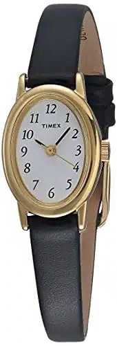Timex Women's TCavatina Black Leather Strap Watch
