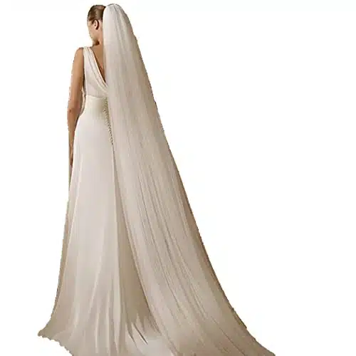 Ursumy Wedding T Veil Long Cathedral Veil Soft Tulle Bridal Veils with Comb (White)