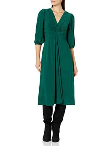 Vince Camuto Women's Twist Knot Waist Midi Dress, Hunter,