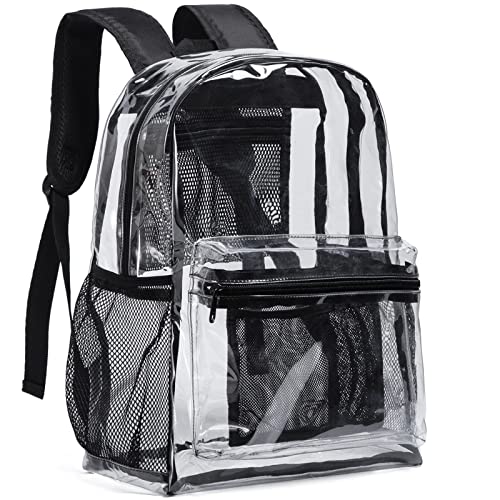 Vorspack Clear Backpack Heavy Duty PVC Transparent Backpack with Reinforced Strap for Workplace   Black