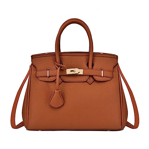Womens Leather Satchel Bags   in Medium Shoulder Bag Top Handle Handbags Ladies Designer Purses (Orange)