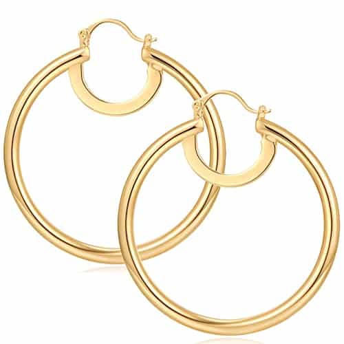 YUJIE Big Gold Hoop Earrings for Women Girls K Gold Plated Hypoallergenic Hoop Earrings Stainless Steel Large Hoop Earrings