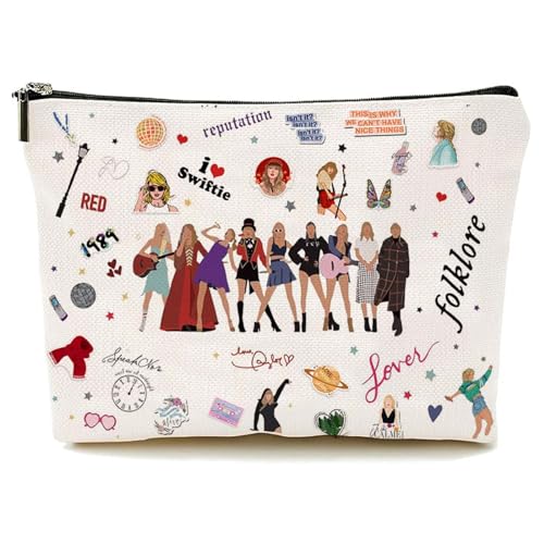 AMOTARY Singer Makeup Bag for TS Fans, Cosmetic Bag Albums Inspired Gift Singer Merch Singer's Merchandise for Music Lover Gift and Women Friends (US TS MakeupBag)