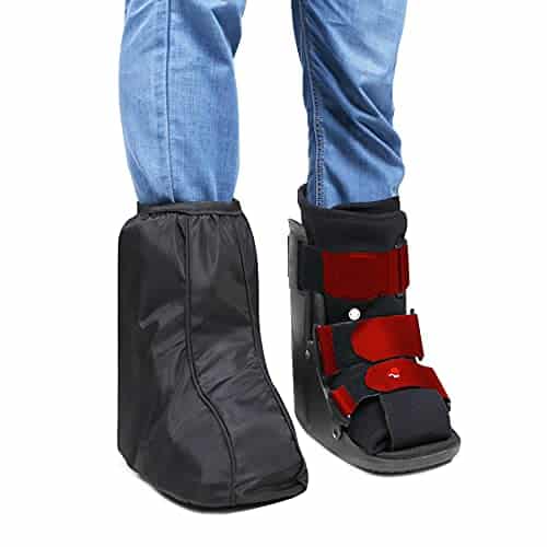ARUNNERS Walking Boot Cover for Medical Brace Orthopedic and Fracture Cast with Integrative Slip Resistant Rubber Sole (Black, Short, Medium)