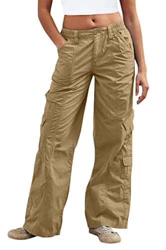 AUTOMET Khaki Pants Women Baggy Cargo Pants Low Waist Jeans yk Parachute Pant Aesthetic Clothes Utility Hiking Pants Gothic Summer Outfits