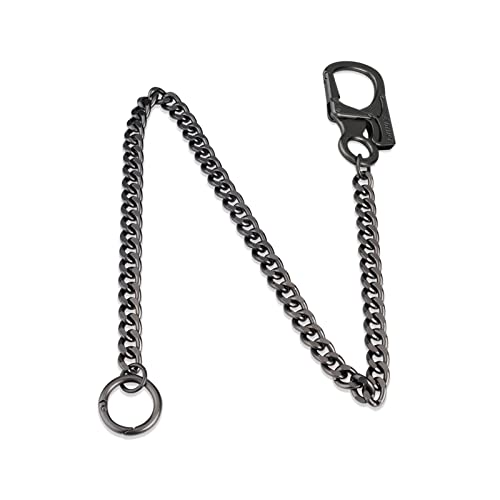 Ahiller Biker Wallet Chain, Heavy Duty Pocket Chain with Round Clasp, Men Chains for Keys, Jeans, Pants, Purse and Handbag (T Black PCS)