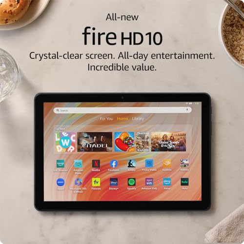 All new Amazon Fire HD tablet, built for relaxation, vibrant Full HD screen, octa core processor, GB RAM, latest model (release), GB, Black