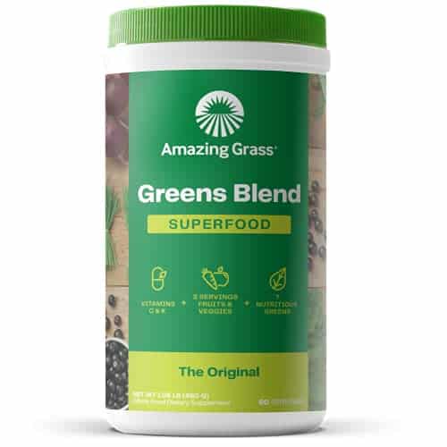Amazing Grass Greens Blend Superfood Super Greens Powder Smoothie Mix for Boost Energy ,with Organic Spirulina, Chlorella, Beet Root Powder, Digestive Enzymes & Probiotics, Original, Servings