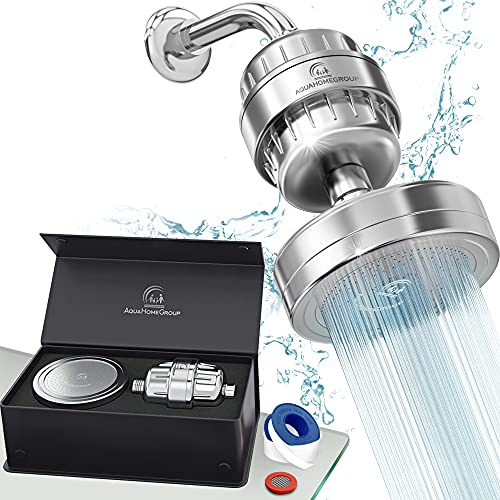 AquaHomeGroup Luxury Filtered Shower Head Set +Stage Shower Filter for Hard Water Removes Chlorine and Harmful Substances   Showerhead Filter High Output