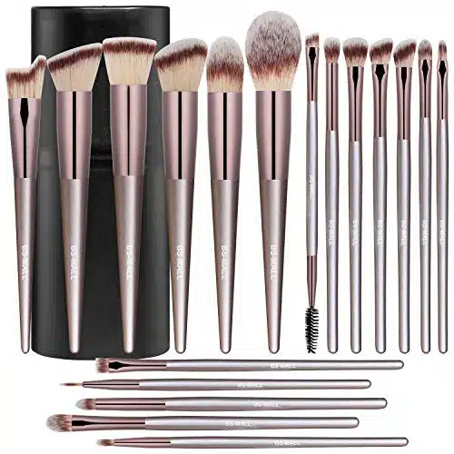 BS MALL Makeup Brush Set Pcs Premium Synthetic Foundation Powder Concealers Eye shadows Blush Makeup Brushes with black case (A Champagne)