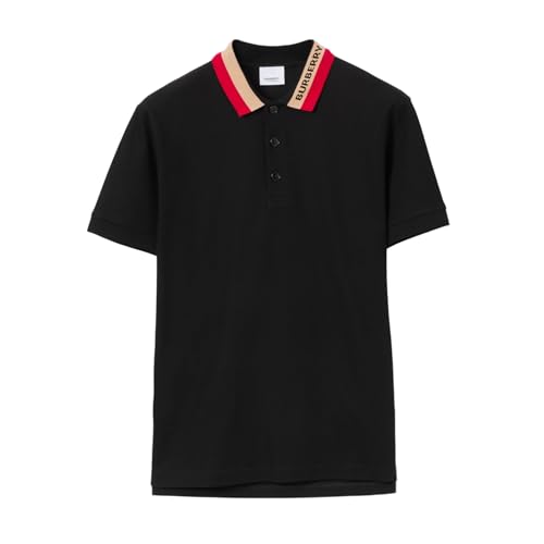 BURBERRY Logo Detail Cotton PiquÃ© Polo Shirt, Black (US, Alpha, X Large, Regular, Regular)