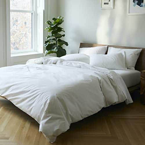 Brooklinen Luxury Sateen Piece Sheet Set   % Cotton, King Size in White   Fitted Sheet, Flat Sheet, Pillowcases  Best Luxury Sheets