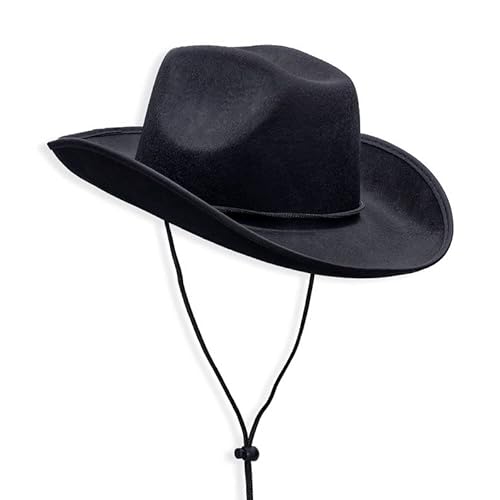 COLLECT PRESENT Felt Plain Cowboy & Cowgirl Hat for Men, Women, and Teens  Western Cowboy Hat in Adult Sizes  Felt Studded Hat for Cowboy Costume (Black)