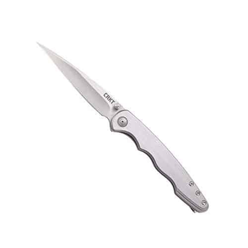 CRKT Flat Out EDC Folding Pocket Knife Everyday Carry, Satin Blade, Assisted Open, Frame Lock, Stainless Steel Handle, Deep Carry Pocket Clip