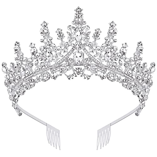 CURASA Silver Tiara and Crowns for Women Crystal Queen Crown, Wedding Tiaras for Bride Princess Crown for Little Girls Headpiece for Bridal Birthday Party Prom Halloween Pageant