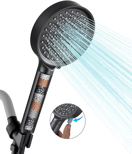 Cobbe Filtered Shower Head with Handheld, High Pressure Spray Mode Showerhead with Filters, Water Softener Filters Beads for Hard Water   Remove Chlorine   Reduces Dry Itchy Skin, Matte Black