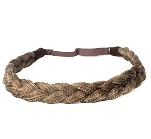 DIGUAN Synthetic Hair Braided Headband Classic Chunky Wide Plaited Braids Elastic Stretch Hairpiece Women Girl Beauty accessory, g aHairBeauty (#Caramel Blonde)