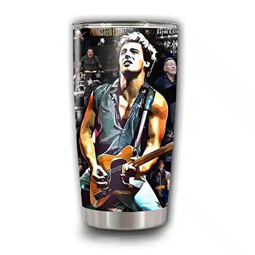 DOINB TIAN Insulated Stainless Steel Tumbler Bruce Vacuum Mug Springsteen Tea Coffee Travel Cup Bottle With Lid Oz Tumblers Gifts For Father's Mother's Day Birthday Christmas Holidays, White