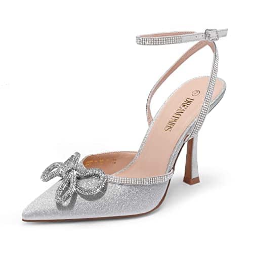 DREAM PAIRS Womens High Heels Destiny Closed Toe Strappy Heels Sexy Rhinestone Ankle Strap Pumps Wedding Bridal Party Dress Shoes, Silver   (SDPU)