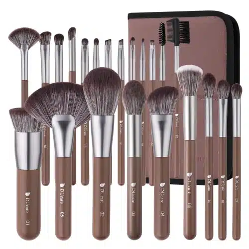 DUcare Makeup Brushes Professional with Bag Pcs Makeup Brush Set Premium Synthetic Kabuki Foundation Blending Brush Face Powder Blush Concealers Eye Shadows with Case