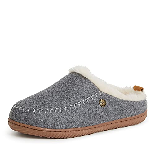 Dearfoams Alpine Womenâs Bern Clog Slipper, Grey Heather, Medium