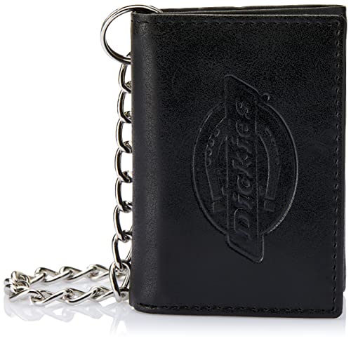 Dickies Men's Leather Chain Wallet   High Security Trifold With ID Window And Credit Card Pockets