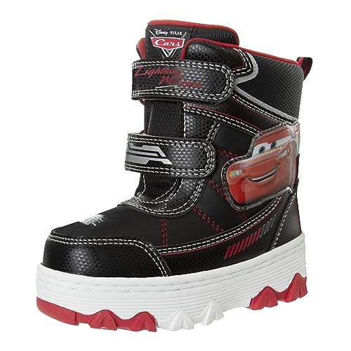 Disney Cars snowboots   Lightning McQueen fleece fur lined insulated waterproof winter boots for boys   Red Black (size little kid)