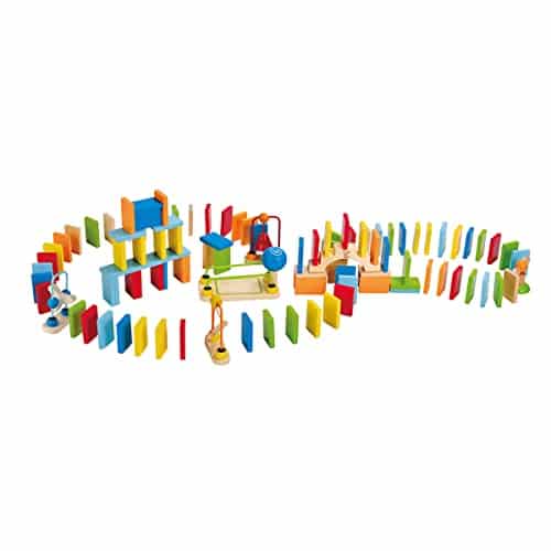Dynamo Wooden Domino Set by Hape  Award Winning Domino Building Block Set for Kids, Solid Pieces of Fun Filled Racing, Building and Stacking