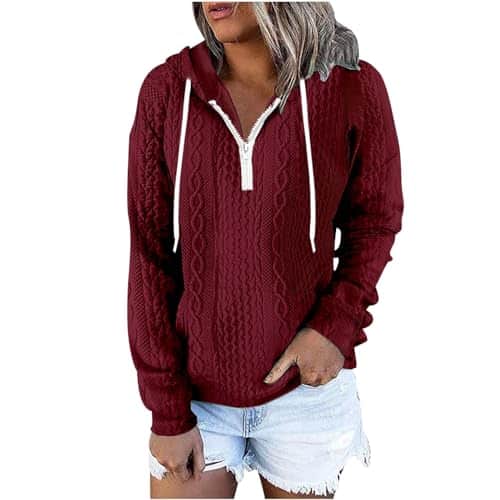 Early Black of Friday Deals y Orders Placed for Men Black of Friday inter Waffle Hoodies for Women V Neck Zip up Sweatshirt Casual Drawstring Hood Sweatshirt Waffle Long Sleeve Hoodies