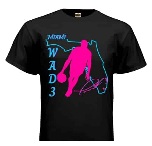 HOFSM.COM Hall of Fame Sports Memorabilia Dwyane Wade Miami Signature T Shirt Basketball Shirt (Large, Women's T Shirt, Black)