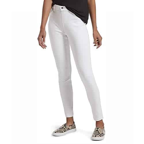 HUE womens Ultra Soft High Waist Denim Leggings Pants, White, Large US
