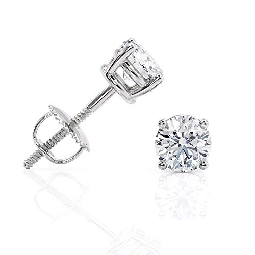 IGI Certified Carat D E Color Lab Grown Diamond Stud Earrings for Women in k White Gold with Secure Screw Back by Beverly Hills Jewelers
