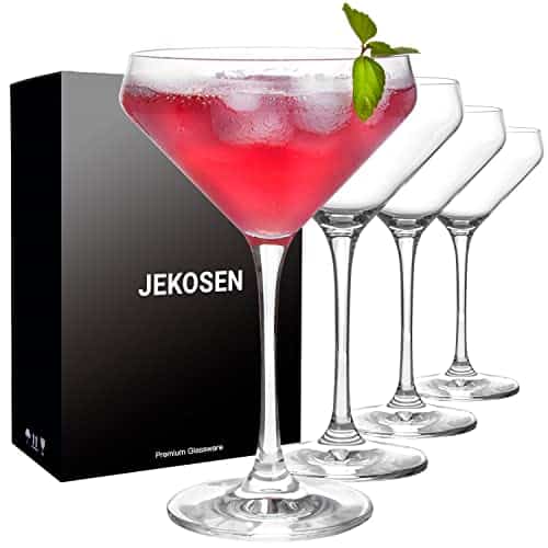 JEKOSEN Crystal Coupe Martini Cocktail Glasses Ounce Set of ith Premium Gift Box Premium Strong Lead Free Clear
