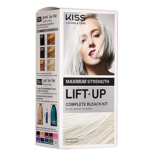 KISS Lift Up Complete Hair Bleach & Icy Silver Toner Kit, Gentle Conditioning Formula that Reduces Brassiness, Complete Pc DIY Bleach Kit, ICE