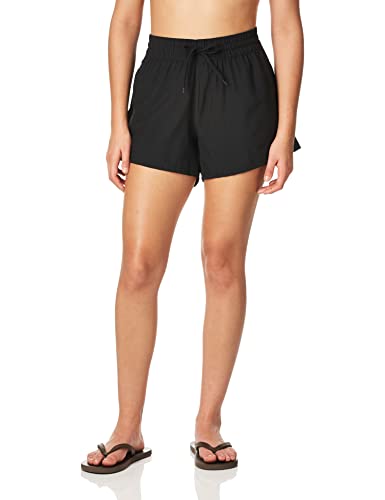 Kanu Surf Women's Stretch UPF + Active Swim and Workout Boardshort, Darren Solid Black,