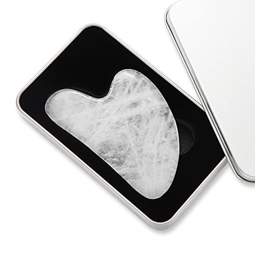 Large Gua Sha Facial Tool,Natural Jade Stone,Guasha Tool for Face Massager,Secret Therapy of Beauty from Asia,Scraping and SPA Acupancture Therapy to Lift,Decrease Puffiness and Tighten.(White)