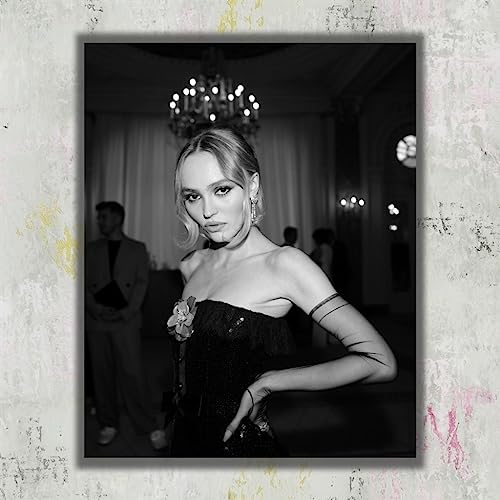 Lily Rose Depp Poster, Celebrity Actress TV Series Movie Posters, Black And White Paper Canvas Art Print Picture, Office Bar Home Garage Unframed Wall Decor, Christmas Gift